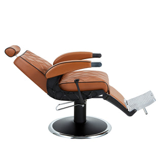 Vintage barberarstol i brun rutig design - Hugo BR