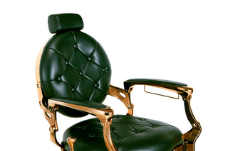 green-vintage-barberarstol-närbild