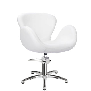 Vit elegant salongsstol - Femstjärnig silver bas - Chloe White WF