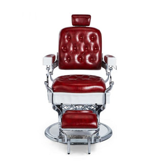 Vintage-röd-barberstol-fram