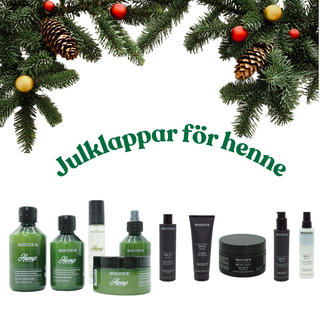 Välj julklapp till henne – två favoriter för lyxigt hår! Få vår eftertraktade Hemp-parfym på köpet