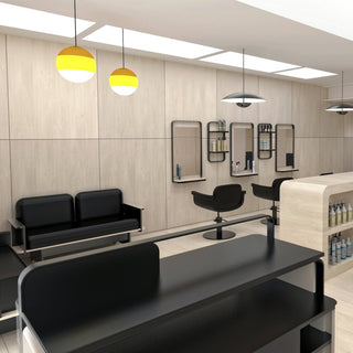 Modern beige-kräm-receptionsdisk-för-frisörer-salongsmiljö